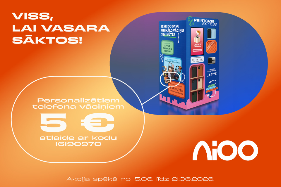 Personalizētiem telefona vāciņiem 5€ atlaide ar kodu: 16190970 logo